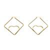 Novos Brincos Geométricos Simples Banhados a Ouro 18K em Aço Inoxidável com Design Estiloso, Brincos Quadrados e em Forma de Coração Dois em Um Atacado