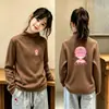 Nueva Capa Interior Otoño/Invierno para Niños Medianos y Grandes, Felpa Térmica, Estilo Coreano, Moderno, Dibujos Animados, Elegante, Manga Larga, Camiseta Base Casual para Niñas