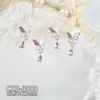 Accesorios Populares para Uñas con Borlas de Aleación y Diamantes Rosas, Colgante de Mariposa y Corazón de Plata Ultrabrillante de Lujo Ligero, Accesorios para Uñas Portátiles