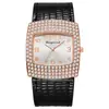 Reloj de Mujer Cuadrado con Correa de Cuero con Patrón de Serpiente Transfronterizo Incrustado de Diamantes Reloj de Cuarzo Totalmente Incrustado de Diamantes Fabricante de Relojes para Mujer Venta al por Mayor