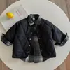 Chaqueta de Algodón Gruesa Acolchada para Niños 2025 Otoño e Invierno Abrigo Falso de Dos Piezas para Niños Cuello Polo de Bebé Chaqueta Elegante