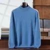 Suéter de cachemira para hombre de cuello alto medio, de una sola línea, sin costuras, otoño e invierno, ajuste holgado, estilo coreano, tejido, talla grande, camiseta base de lana, transfronterizo