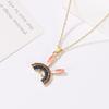 Collar Colgante Conejo Arcoíris Transfronterizo Lindo Orejas de Conejo Gargantilla Diamante Completo Regalo Día del Niño Pascua en Stock