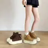 Tênis de Lona de Cano Alto com Sola Grossa Estilo Coreano 2026 Nova Moda Cadarço Zíper Lateral Tênis Casuais Simples para Mulheres
