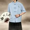 Camisa de Manga Corta para Hombre con Botones Tradicionales Chinos, Nuevo Estilo Verano 2026, Bordada, Talla Grande, Corte Holgado