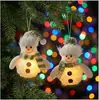 Colgante de muñeco de nieve navideño transfronterizo, adorno de muñeco de nieve de peluche brillante con luz LED, adorno colgante de decoración navideña