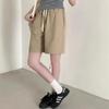 Shorts de Algodão Lavado Estilo Japonês para Mulheres Verão 2025 Cintura Alta Simples Elegante Algodão Puro Solto Casual Wide-Leg Shorts para Mulheres