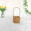Bolso Tejido a Mano Cesta Bolso de Mano Souvenir Almacenamiento de Bolsos Paja Mimbre Cesta de Ratán Cesta de Imitación de Ratán Cesta de Flores de Mimbre