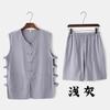 Chaleco sin mangas de lino de verano, pantalones cortos, chaleco fino, abrigo Tang, traje vintage de estilo chino para hombre, camisa de cabeza antigua