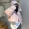 Jaqueta puffer curta Kendou para mulheres, nova jaqueta puffer de inverno estilo americano na cor café com capuz