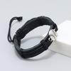 Pulsera negra de cuero tejida a mano simple pulsera de aleación para fanáticos del béisbol nueva cuerda de mano transfronteriza Europa y Estados Unidos joyería