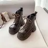 Botas Martin de suela gruesa para mujer, nuevo modelo 2026, botas que aumentan la altura, botas de tacón alto ajustadas, botines negros