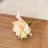 Grampo de Cabelo Flor de Tecido Super Delicada e Linda Cravejado com Strass, Presilha de Cabelo Fresca e Simples Estilo Floresta, Presilha Bico de Pato, Acessório de Cabelo Estilo Férias na Praia para Mulheres