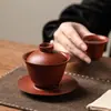 Miyan Original Arcilla Púrpura Zhuni de Mina Arcilla Púrpura Sancai Gaiwan Tazón de Té Casero Taza de Té Juego de Té Kung Fu Tazón de Té Vintage Antiescaldante