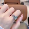 Anillo abierto de estilo dulce y moderno con circonita rosa, sencillo, combinable con todo, de moda, ligero, de lujo, de alta gama, personalizado, de moda para mujer.