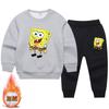 Conjunto de Suéter Forrado de Polar para Niños y Niñas Otoño e Invierno 2023 Algodón para Niños Top Holgado Pantalones Conjunto Casual de Dos Piezas