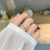 Anel de Dedo Indicador Aberto Borboleta com Brilho Diamante Ins Tendência Alto Padrão Sensação de Design Celebridade da Internet Estilo Frio Moda para Mulheres