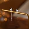 Pendientes de Hilo de Plata Pura 999 con Forma de Corazón para Mujer, Nicho de Lujo Ligero con Sensación de Alta Gama, Simples y Versátiles, Adecuados para Perforaciones de Oreja