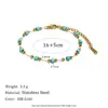 Pulseira Minimalista Mengjia Estilo Europeu e Americano Margarida Esmaltada em Gota Pulseira de Contas Pequenas Douradas em Aço Inoxidável Banhado a Ouro 18K para Mulheres