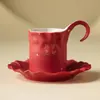 Los Sprinkles de Fábrica Dorados y los Deseos de Que Todo Sea Como una Taza de Café. la Ciudad Prohibida Cerámica Roja Gama Alta Exquisita Taza de Latte Taza de Té de la Tarde Taza Individual