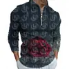 Otoño e Invierno Transfronterizo Nuevo Imprescindible Flor 3D Impresión Digital Camisa Polo de Manga Larga Otoño Nueva Camisa Polo Casual