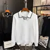 Suéter tejido casual estilo 'old money' blanco con cuello en V para hombre, versión coreana, de alta gama, suéter pullover relajado y desenfadado