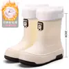 Botas de Lluvia Cortas Lindas Estilo Japonés para Mujer, Botas de Goma Antideslizantes para Exteriores, Zapatos de Agua de Suela Gruesa con Forro Polar, Botas de Lluvia Cortas Nuevas