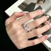 Anillos de Boda de Lujo Ligero de Alta Gama Abiertos Incrustados Anillo Individual Elegante para Hombres y Mujeres Accesorios para Anillos