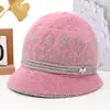 Sombreros para mujeres de mediana edad y mayores, otoño e invierno, para madres, forrados de polar, cálidos, sombreros de lana tejidos, para señoras mayores, de pelo de conejo, de ala ancha, sombreros de algodón