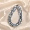 Collar de Perlas de Imitación Multicapa Estilo Hepburn 8mm Simple Combinable Cadena de Clavícula de Tres Capas Gargantilla Clásica para Mujer