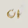 Serie Navideña Aretes de Alambre Envuelto en Forma de C con Nudo Aguja de Plata S925 Estilo Europeo y Americano Únicos de Moda Tendencia