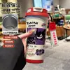 Termo de Pikachu y Gengar de Pokémon, Taza de Agua de Dibujos Animados de Aspecto Elegante con Popote, Botella de Agua Portátil para Estudiantes, Hombres y Mujeres