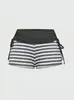 Verão 2026 Novo Estilo Americano Transfronteiriço Menina Popular Shorts Esportivos de Contraste Listrado Cintura Média Feminino Personalizado Nota Musical Atacado
