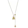 Explosión de TikTok Acero de Titanio Tirar Oso Amoroso Collar Joyería para Hombres y Mujeres Moda Personalidad Popular en Internet Europa y América Transfronterizo Simple