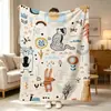 Manta de Flanela Estampada em Desenho Animado, Fleece Dupla Face Espessado, 280g, Manta para Soneca no Sofá, Manta Pequena, Direto da Fábrica de Origem