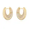 Aogu Moda Luxo Acessível Banhado a Cobre Ouro 18K Zircônia Brincos em Formato de U para Mulheres Europeus e Americanos Ins Nicho Brincos Personalizados de Alta Qualidade Novo