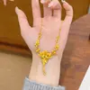 Loja de Ouro Mesmo Estilo Areia Dourada Flor de Três Vidas Colar com Franjas Flor da Felicidade Flor de Casamento Conjunto Corrente Moda Exquisita Presente para Namorada