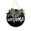 Decoración de fiesta de Navidad bienvenida bienvenida hojas flor moño colgante de puerta colgante de puerta de entrada adornos colgantes