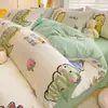 Funda de edredón de una sola pieza 150x200x230 cm, algodón lavado, para dormitorio estudiantil individual, funda de edredón gruesa cepillada para niños 1.5