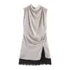 ZA Europa Transfronteriza Comercio Exterior Ropa de Mujer AliExpress Venta Caliente Vestido Corto de Retazos sin Mangas Moderno de Moda