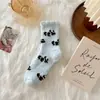 Calcetines de Coral para Mujer con Diseño de Panda Nuevo Lindo Transfronterizos Invierno Engrosados de Color Calcetines para Casa y Dormir