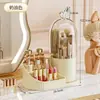 Caja giratoria de almacenamiento de cosméticos, organizador de escritorio a prueba de polvo para brochas de maquillaje, labiales, sombras de ojos, organizador de tocador