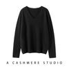 Novo Suéter 100% Caxemira Pura para Mulheres, Casual, Versátil, Solto, Cor Sólida, Moderno, Simples Suéter de Tricô Pulôver com Gola V