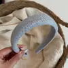 Faixa de cabelo de esponja com listras estilo coreano, de aba larga para alto volume craniano, faixa de cabelo para lavar o rosto, acessório de cabelo diário para cobrir fios soltos, presilha de cabelo para o dia a dia, adorno de cabeça