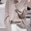 Novo suéter de malha com gola alta e meia, estilo coreano 2026 para mulheres, caimento solto, top de tricô casual para outono e inverno