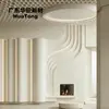 Columna de entrada de estilo americano de lujo ligero, panel de pared de yeso con franja, pilar de fibra de vidrio reforzada curva, panel de pared de fondo a prueba de humedad