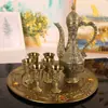 Juego de Vino de Bronce, Copa de Vino Blanco Chapada en Cobre, Juego de Jarra de Vino Retro, Juego Europeo para el Hogar, Juego de Regalo