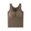 Ropa interior térmica de cachemira y seda para otoño e invierno para mujer, chaleco autocalentable con forro polar y copas de sujetador integradas, sin aros