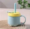 Garrafa de Água Plástica Anti-Queda e à Prova de Vazamento para Crianças no Verão, Copo de Água com Desenho Fofo, Copo com Canudo para Meninos e Meninas