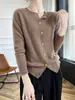 26 Outono Precoce Novo Estilo Cardigan de Tricô de Lã com Gola Redonda Cor Sólida Solto Moda Manga Longa Camada Base Roupa Externa Suéter